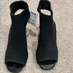 Impo Black Heels with Peep-Toe and Knit Design